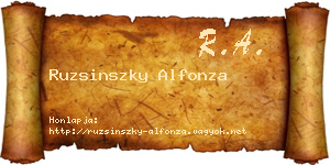 Ruzsinszky Alfonza névjegykártya